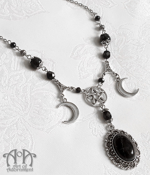 Elemental Goddess Black Howlite Pendant Necklace
