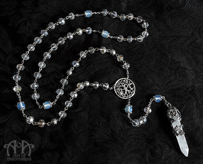 Cosmic Tree Opal & Rock Crystal Rosary Necklace