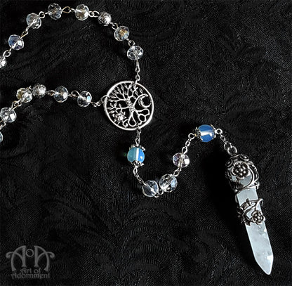 Cosmic Tree Opal & Rock Crystal Rosary Necklace