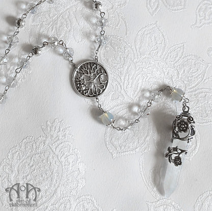 Cosmic Tree Opal & Rock Crystal Rosary Necklace