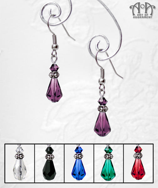 Custom Coloured Glass Mini Teardrop Bead Earrings