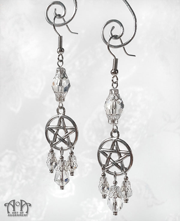 Argenta Elemental Pentacle Crystal Chandelier Earrings