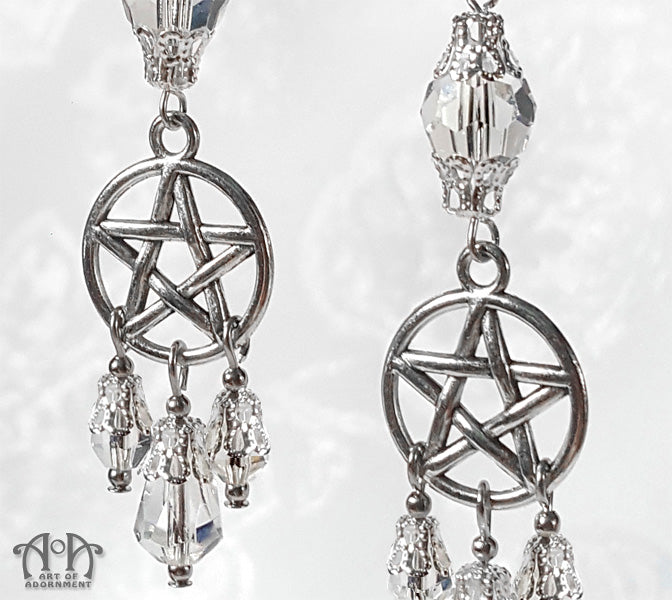 Argenta Elemental Pentacle Crystal Chandelier Earrings Art of
