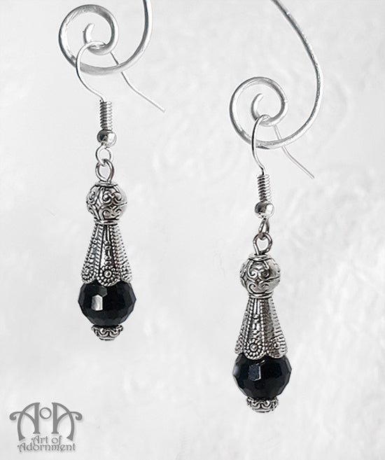 Nocturne Black Crystal Art Deco Teardrop Earrings
