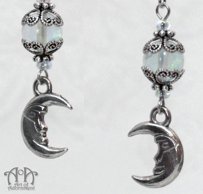 Argenta Sea Opal Crescent Moon Charm Earrings