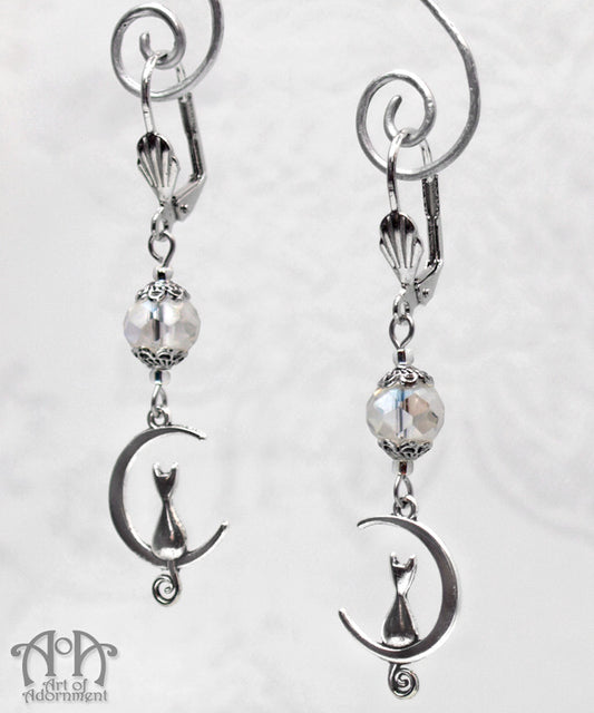 Argenta Cat-In-The-Moon Charm Crystal Earrings