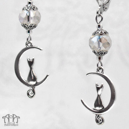 Argenta Cat-In-The-Moon Charm Crystal Earrings