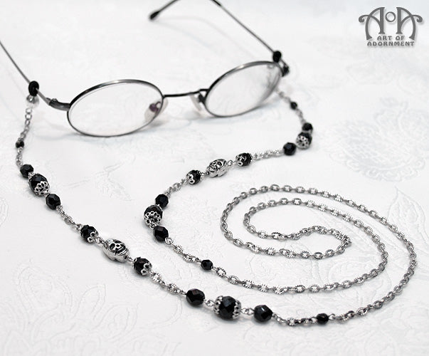 Nocturne Gothic Skull Beaded Eyeglasses Holder Chain