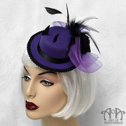 Mystique Purple & Black Mini Top Hat Hair Clip