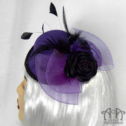 Mystique Purple & Black Mini Top Hat Hair Clip