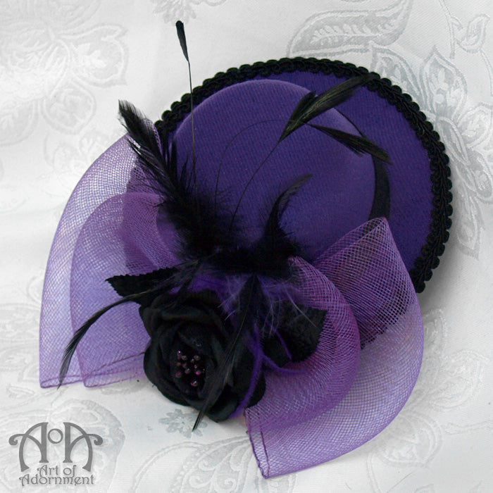 Mystique Purple & Black Mini Top Hat Hair Clip