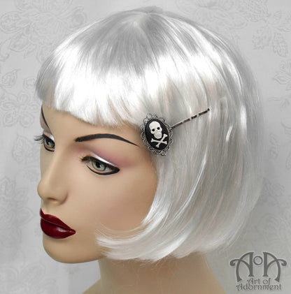 Luminosa Gothic Skull Cameo Slide Hair Pin Clip