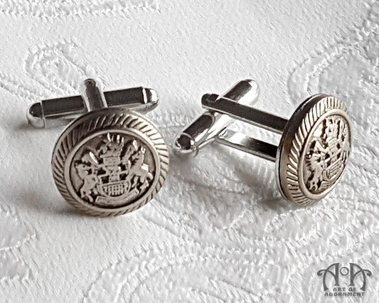 Patina Steampunk Military Crest Cufflinks