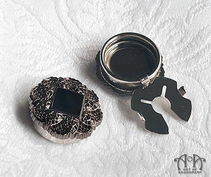 Gothic Gunmetal Black Diamond Filigree Cuff Button Covers