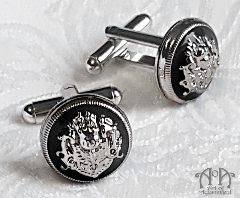 Nocturne Gothic Black Military Crest Cufflinks