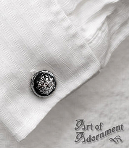 Nocturne Gothic Black Military Crest Cufflinks