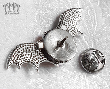 Sanguinari Gothic Rhinestone Bat Tie Tack Lapel Pin