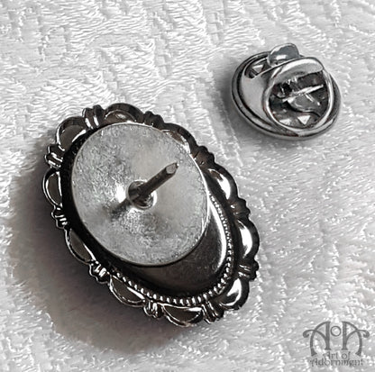 Gothic Gunmetal Glass Corset Cameo Lapel Pin