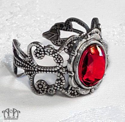 Victorian Gothic Crystal Adjustable Filigree Ring