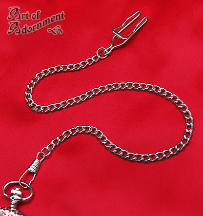 Victorian Antique Silver Tone Pocket Watch Chain