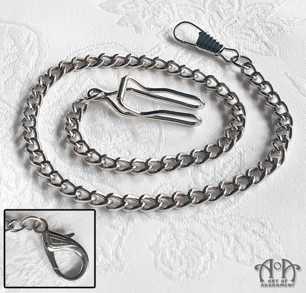 Victorian Antique Silver Tone Pocket Watch Chain