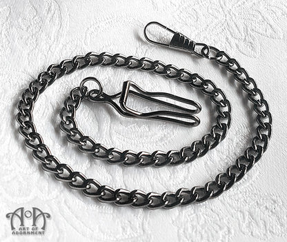 Gothic Gunmetal Black Pocket Watch Chain