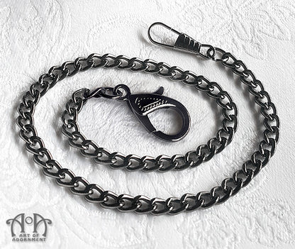 Gothic Gunmetal Black Pocket Watch Chain