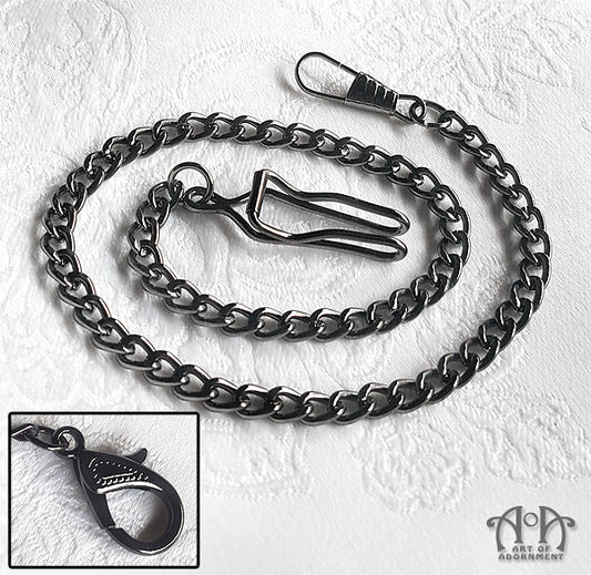 Gothic Gunmetal Black Pocket Watch Chain