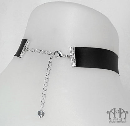 Custom Size 16mm Plain Black Satin Ribbon Choker Necklace