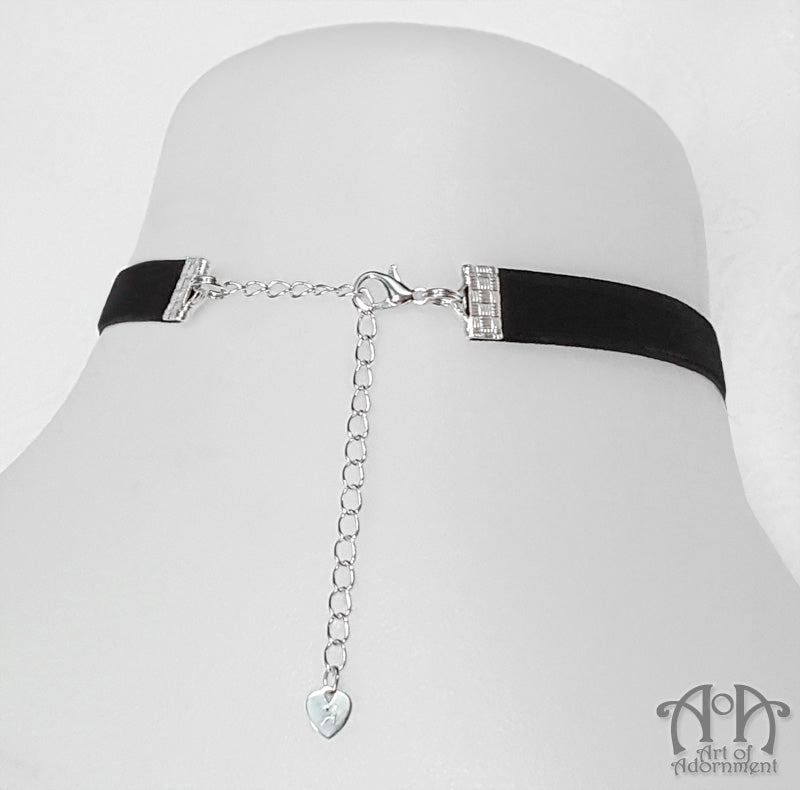 Nocturne Black Crystal Beaded Velvet Choker Necklace