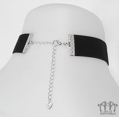 Celestia Blue Crystal Black Velvet Pendant Choker Necklace