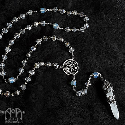 Cosmic Tree Opal & Rock Crystal Rosary Necklace