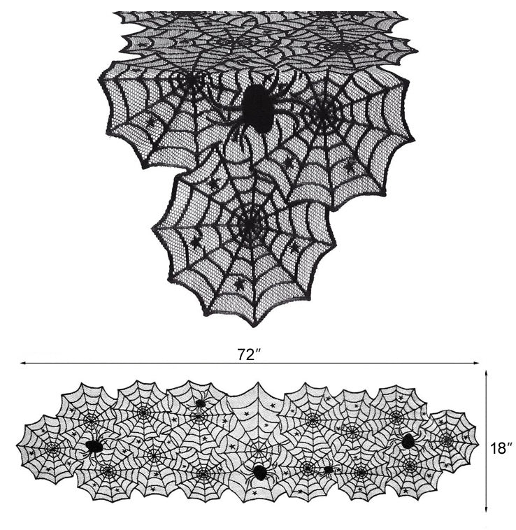 Gothic Black Spiderweb Lace Table Runner