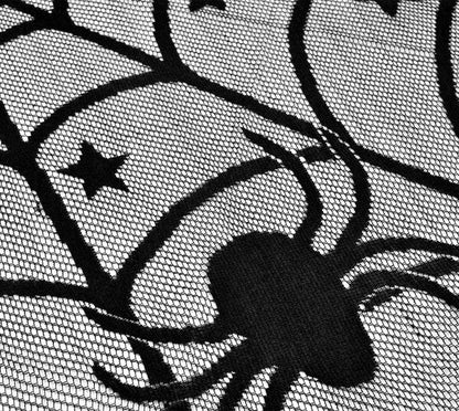 Gothic Black Spiderweb Lace Round Tablecloth